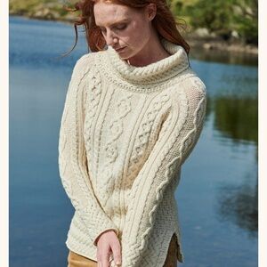 Aran Sweater Market Irish Knit Turtleneck Tunic Sweater